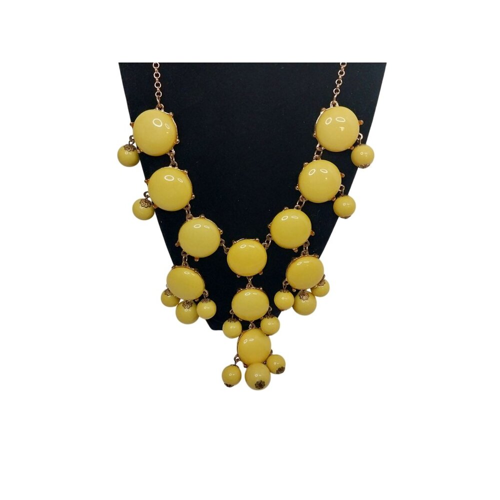 Yellow Bubble Statement Necklace With Gold-Tone Chain & Adjustable Clasp